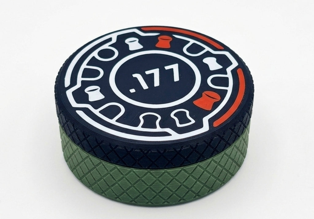 StowaMag .177 Pellet Tin Storage Container Pot - Green & Black