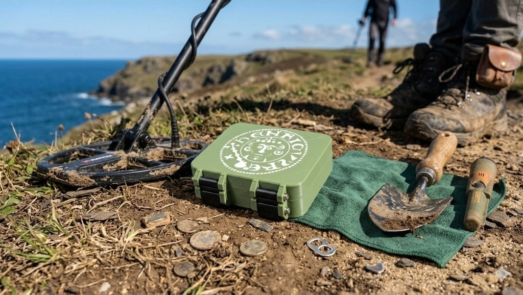 Metal Detecting Finds Box – Carbon Fiber Style with Henry Hammered Coin Design