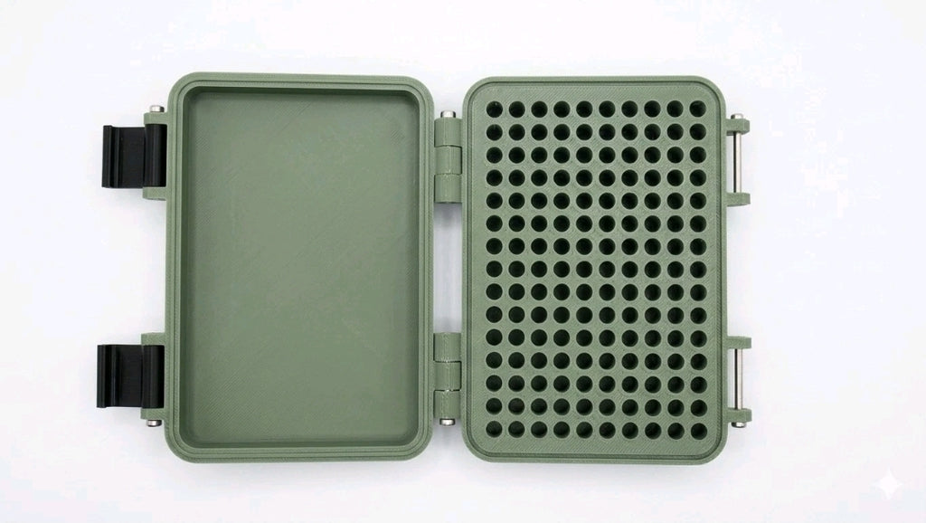 150-Round .22LR Custom Ammo Box – Hunting Rabbit Top Carbon Fiber Finish