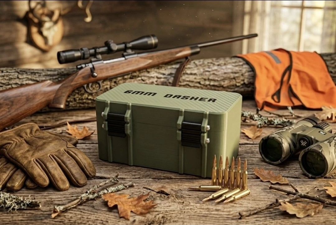 6mm Dasher Ammunition Box Storage Solution Container 50 Rounds Removable Tray