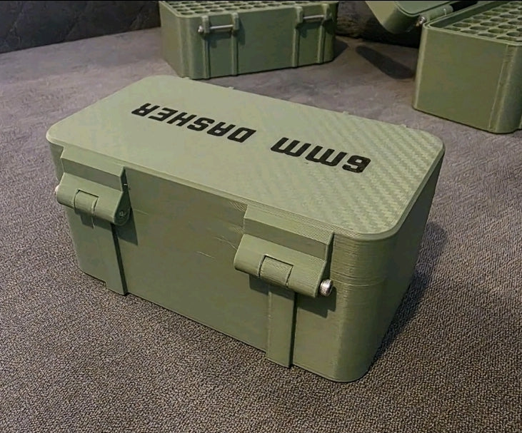 6mm Dasher Ammunition Box Storage Solution Container 50 Rounds Removable Tray