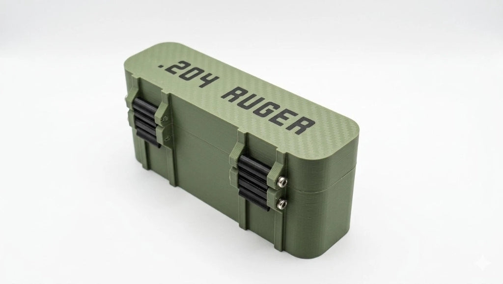 .204 Ruger 20-Round Ammo Box with Removable Tray & SS Hardware UK