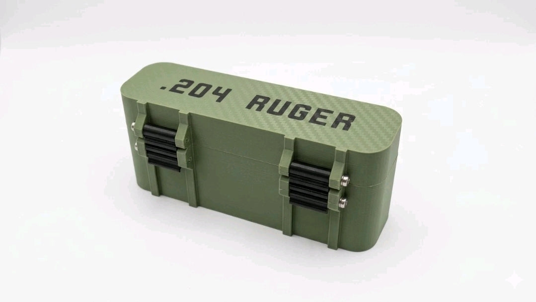 .204 Ruger 20-Round Ammo Box with Removable Tray & SS Hardware UK